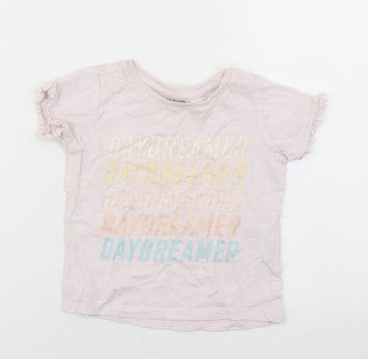 Primark Girls Pink  Cotton Basic T-Shirt Size 12-18 Months Crew Neck  - Daydreamer