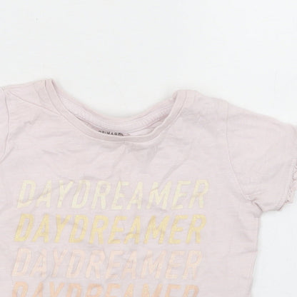 Primark Girls Pink  Cotton Basic T-Shirt Size 12-18 Months Crew Neck  - Daydreamer