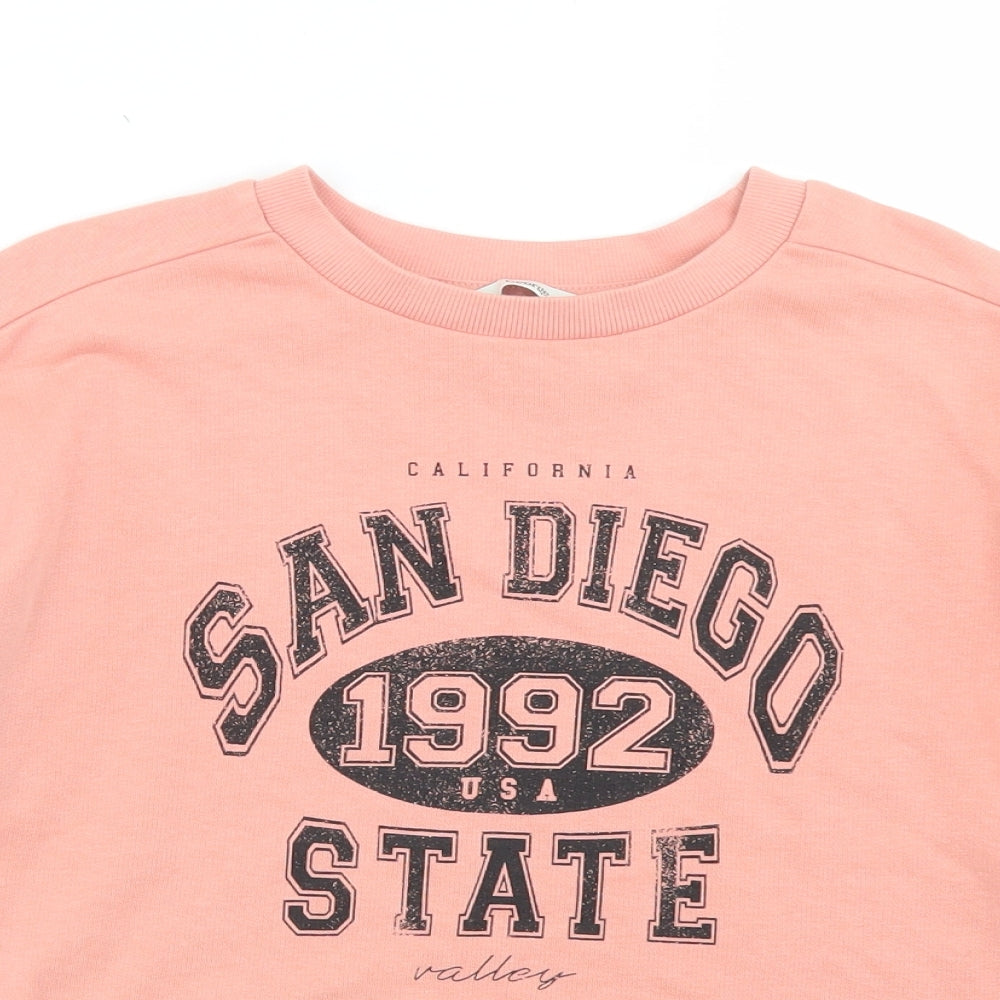 George Girls Pink  Cotton Pullover Sweatshirt Size 10-11 Years   - Cropped, San Diego State