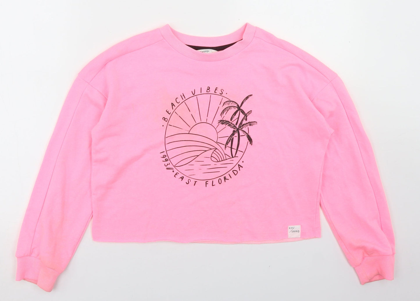 George Girls Pink  Polyester Pullover Sweatshirt Size 10-11 Years   - cropped