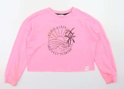 George Girls Pink  Polyester Pullover Sweatshirt Size 10-11 Years   - cropped