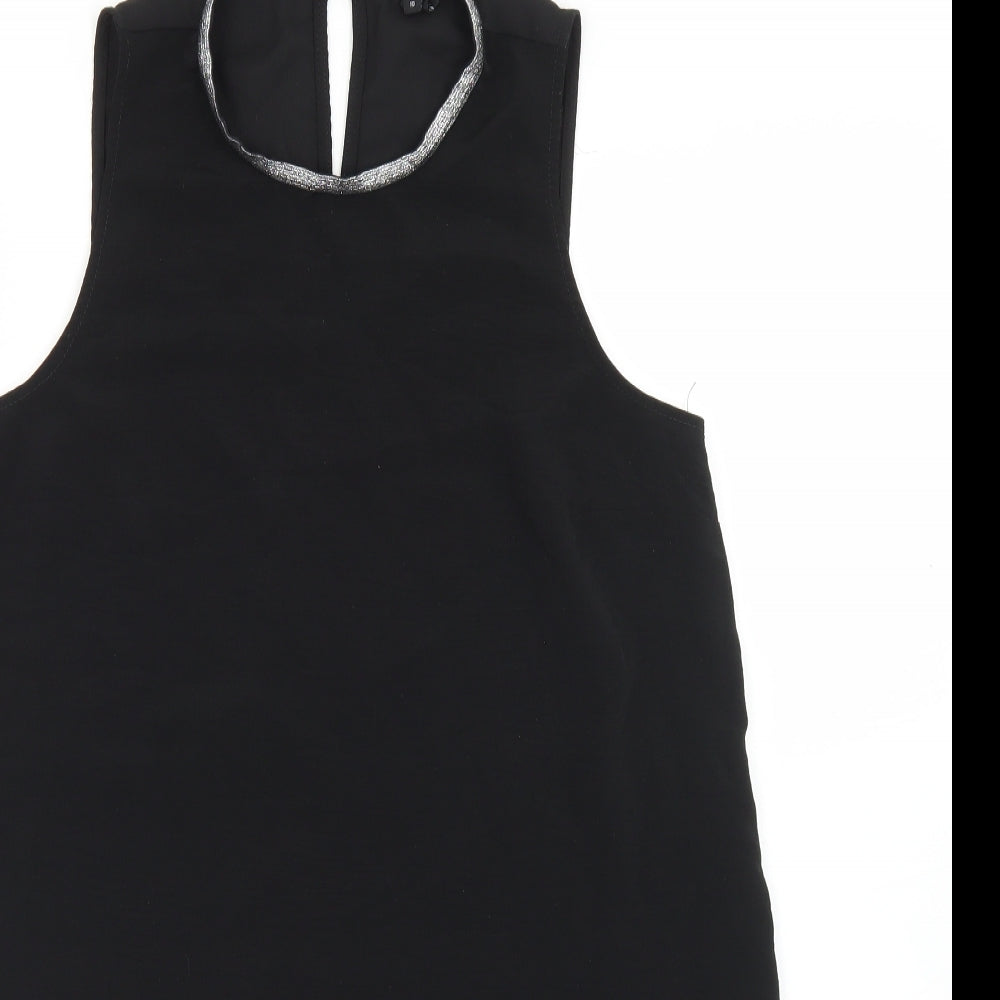 Womens UK Size 10 River Island Black Basic Blouse