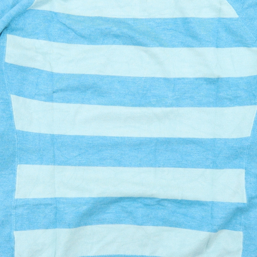 Gallery  Mens Blue Crew Neck Striped Viscose Pullover Jumper Size M