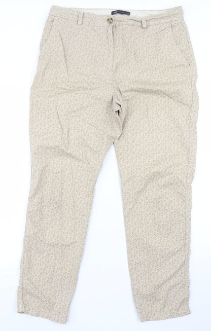 Womens UK Size 12 Marks and Spencer Regular Fit Chino Beige Trousers