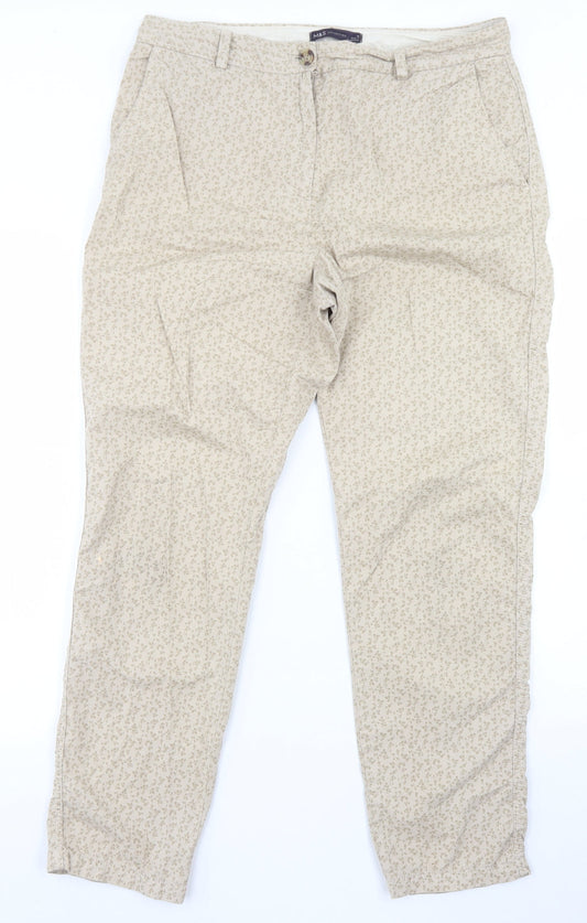 Womens UK Size 12 Marks and Spencer Regular Fit Chino Beige Trousers