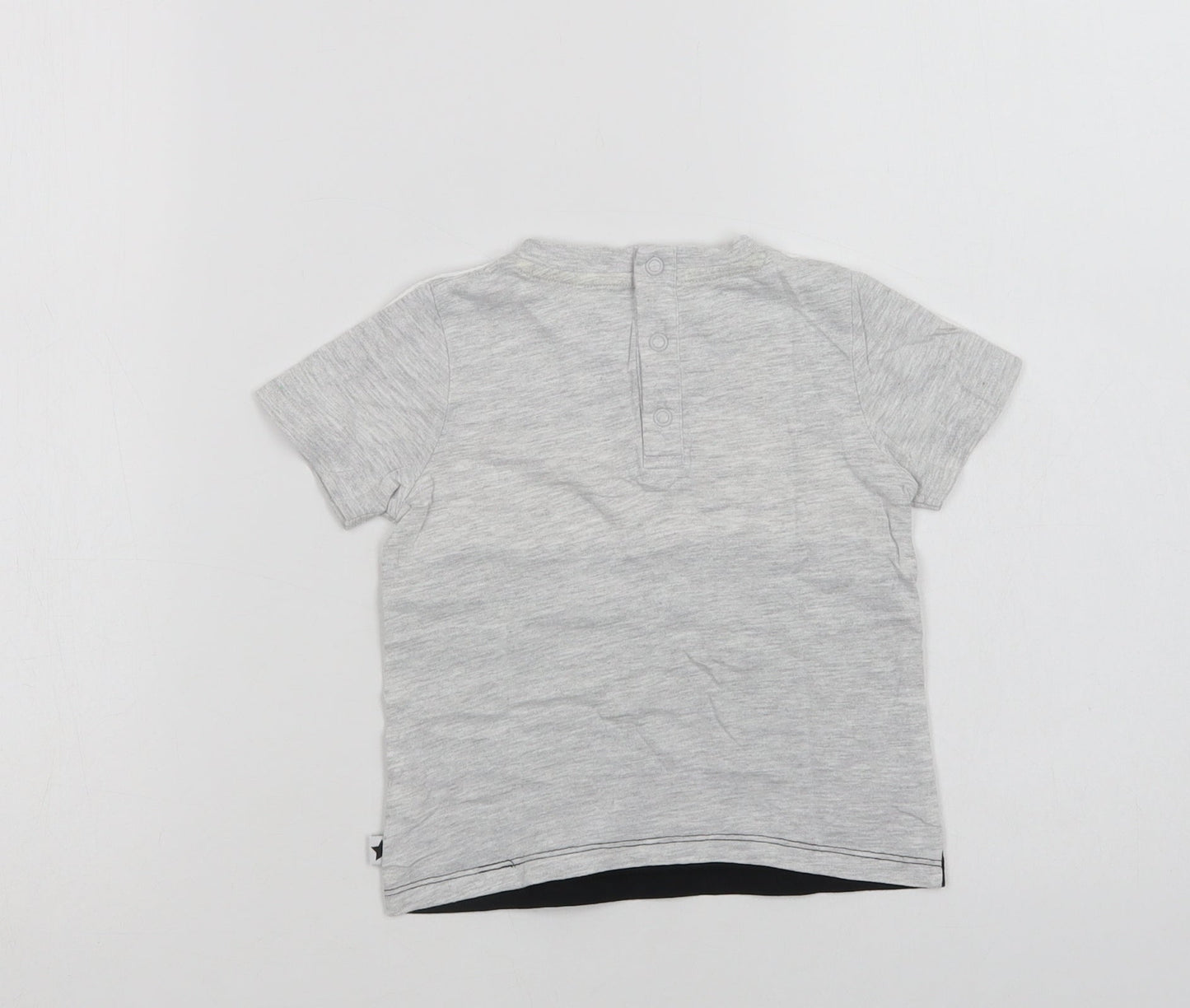 F&F Baby Grey Colourblock Cotton Basic T-Shirt Size 12-18 Months Crew Neck Snap - Little Cool Dude