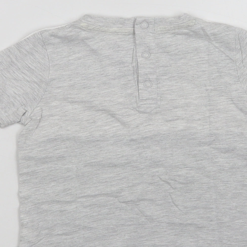 F&F Baby Grey Colourblock Cotton Basic T-Shirt Size 12-18 Months Crew Neck Snap - Little Cool Dude