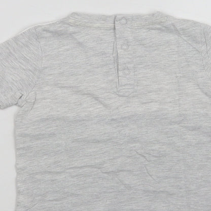 F&F Baby Grey Colourblock Cotton Basic T-Shirt Size 12-18 Months Crew Neck Snap - Little Cool Dude