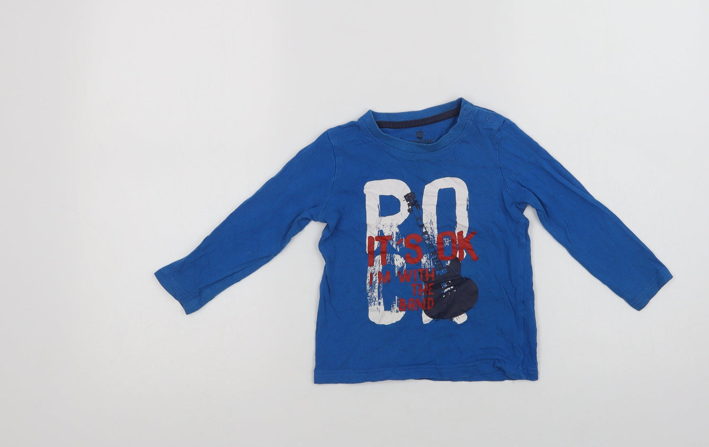 Lupilu Baby Blue  Cotton Basic T-Shirt Size 12-18 Months Crew Neck Snap - I'm With The Band