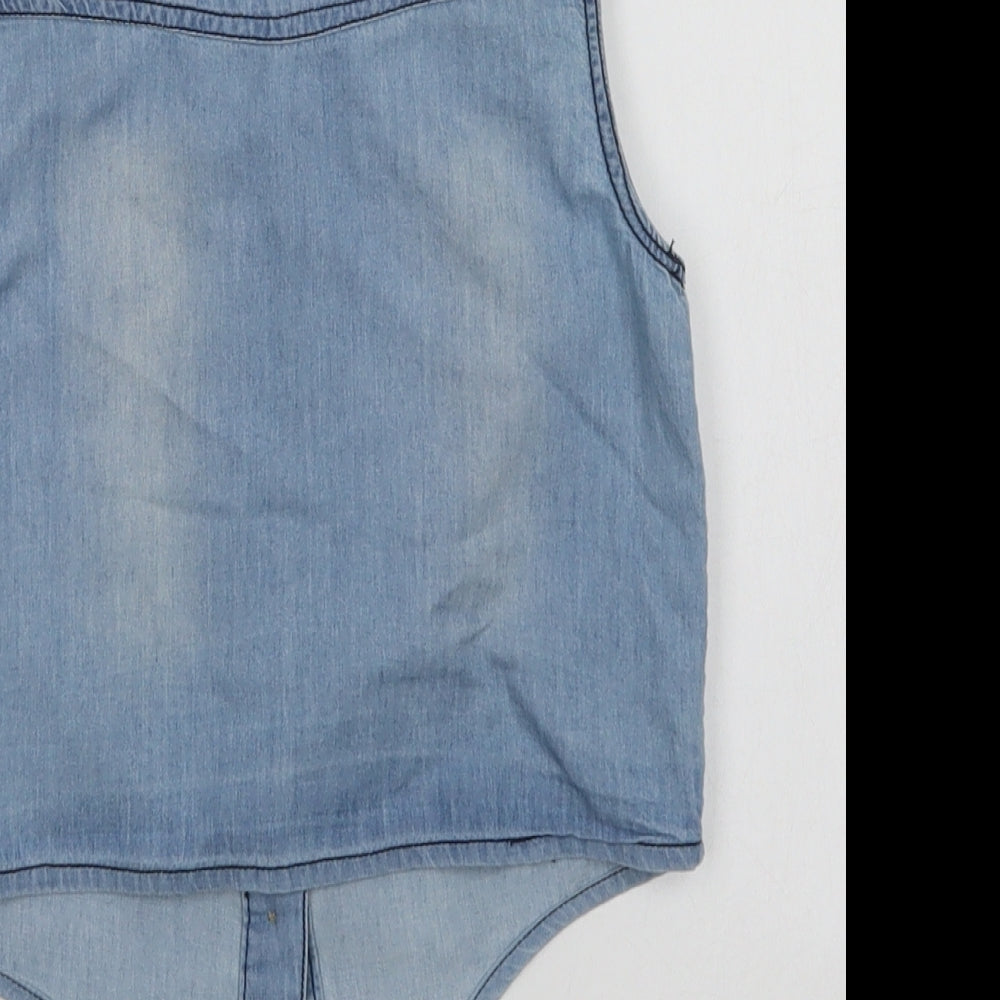 Miss E-vie Girls Blue  Cotton Basic Button-Up Size 7 Years Collared Button
