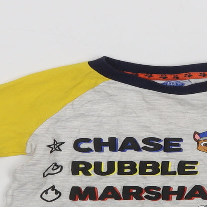 F&F Baby Grey Colourblock Cotton Basic T-Shirt Size 12-18 Months Crew Neck  - Paw Patrol