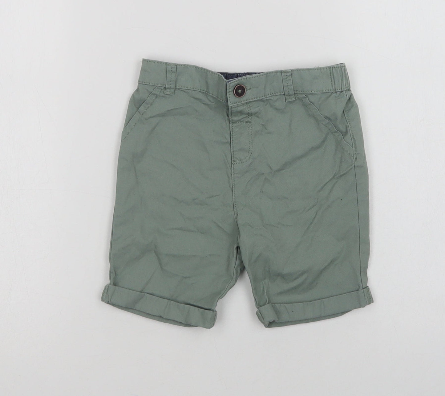 F&F Baby Green  Cotton Cropped Trousers Size 18-24 Months  Button