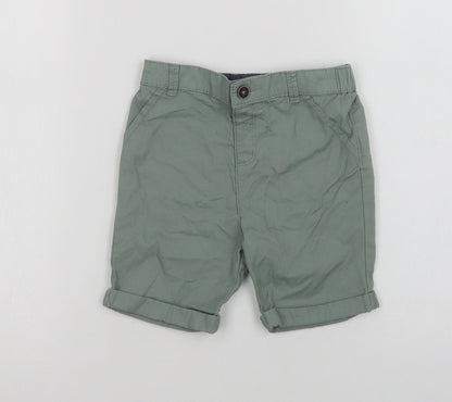 F&F Baby Green  Cotton Cropped Trousers Size 18-24 Months  Button