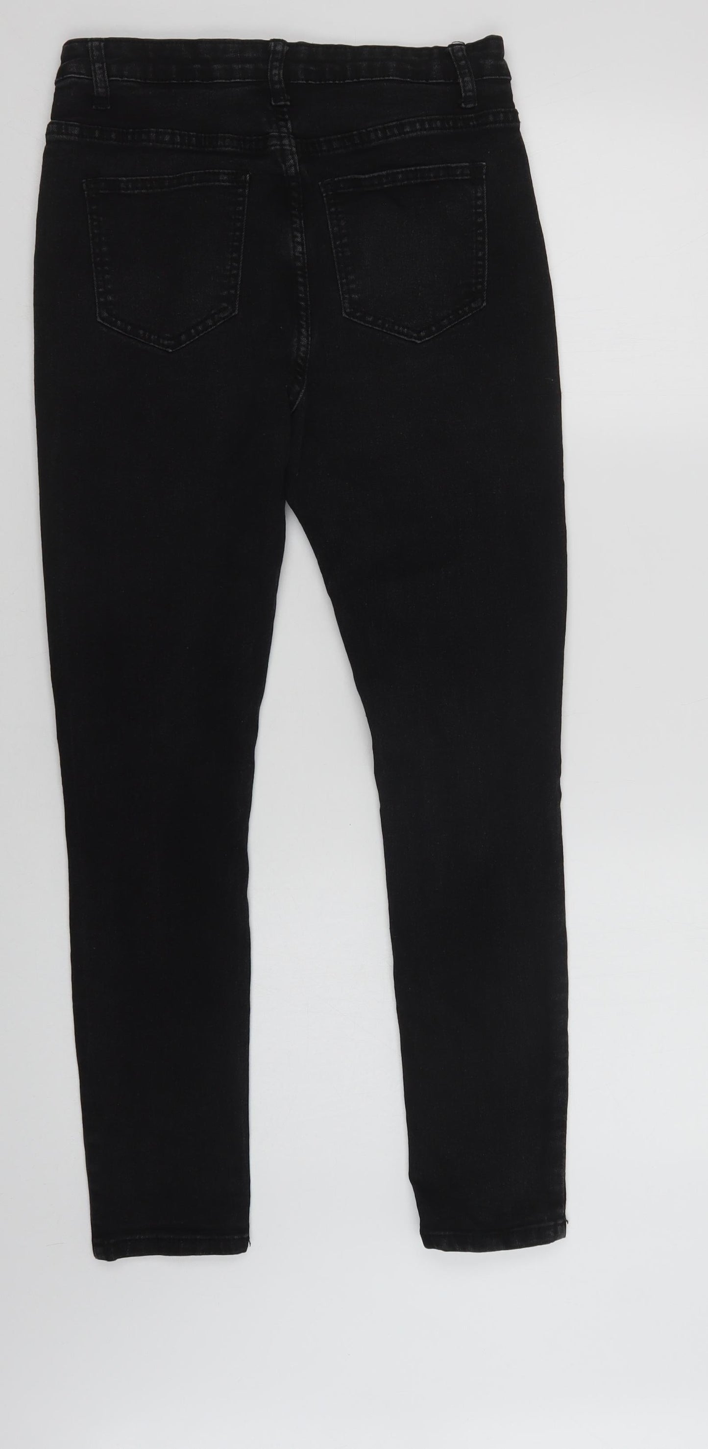 Boohoo Womens Black  Cotton Skinny Jeans Size 10 L28 in Regular Button