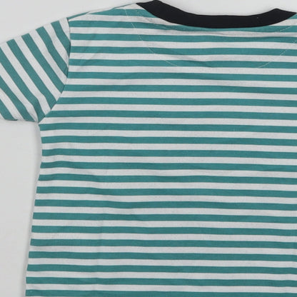 River Island Baby Green Striped Cotton Basic T-Shirt Size 12-18 Months Crew Neck  - Hello Weekend