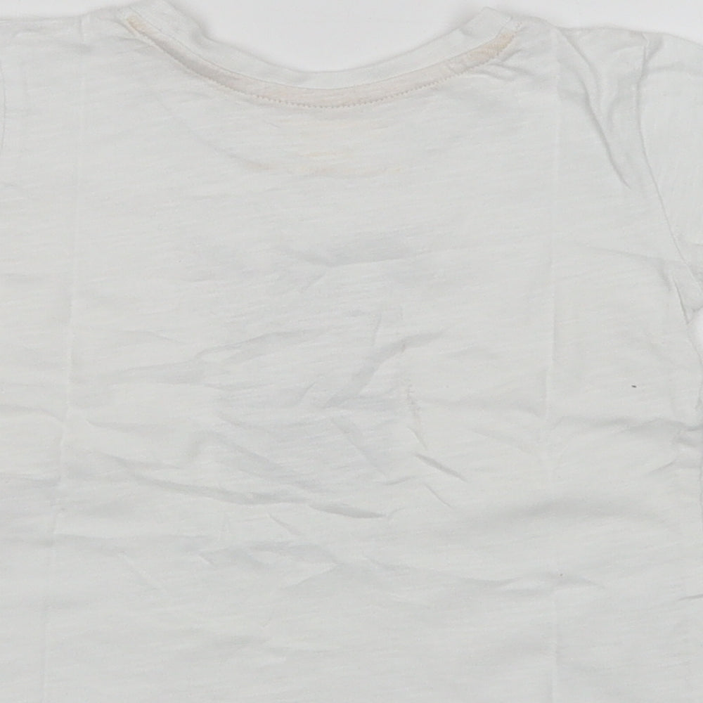 Primark Baby White  Cotton Basic T-Shirt Size 12-18 Months Crew Neck  - Zebra