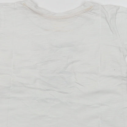 Primark Baby White  Cotton Basic T-Shirt Size 12-18 Months Crew Neck  - Zebra