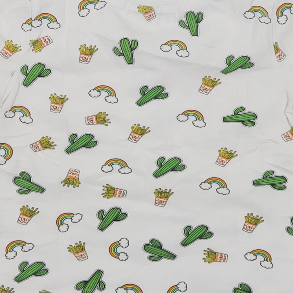 Little Boy Baby White Geometric Cotton Basic T-Shirt Size 12 Months Crew Neck  - Cactus And Rainbows