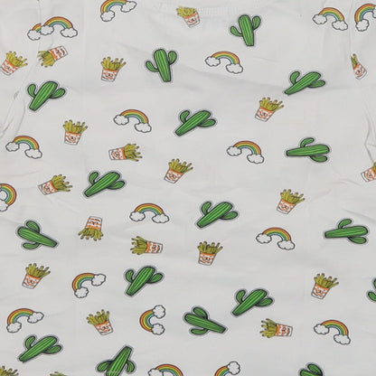 Little Boy Baby White Geometric Cotton Basic T-Shirt Size 12 Months Crew Neck  - Cactus And Rainbows