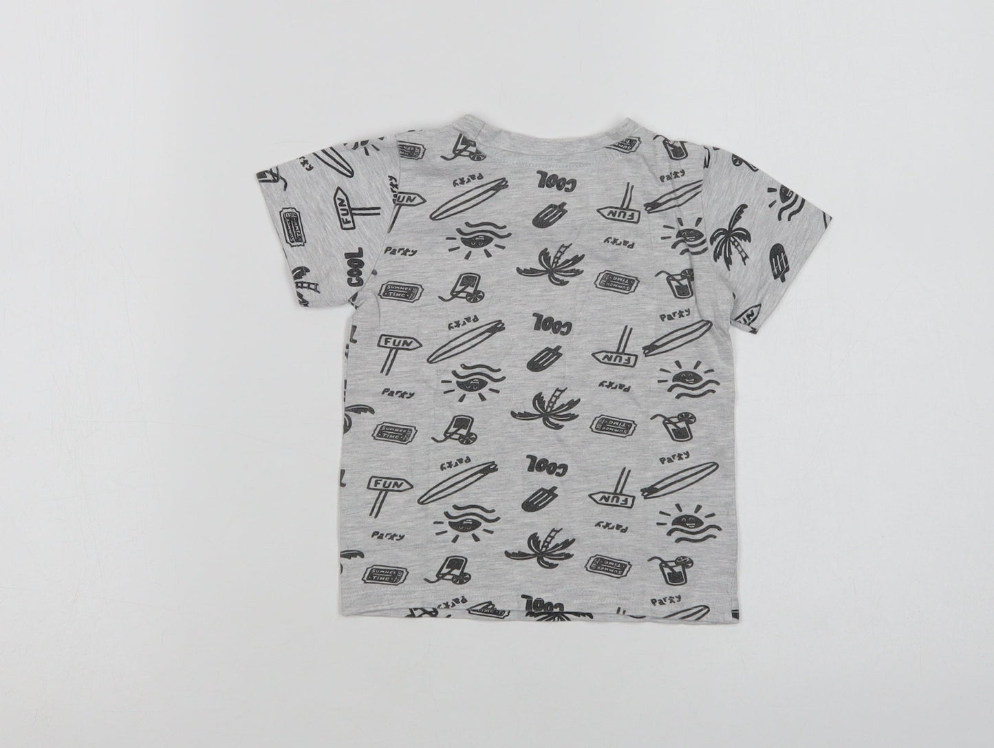 Primark Baby Grey Geometric Cotton Basic T-Shirt Size 12-18 Months Crew Neck