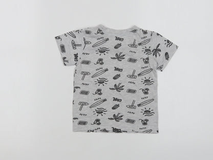 Primark Baby Grey Geometric Cotton Basic T-Shirt Size 12-18 Months Crew Neck