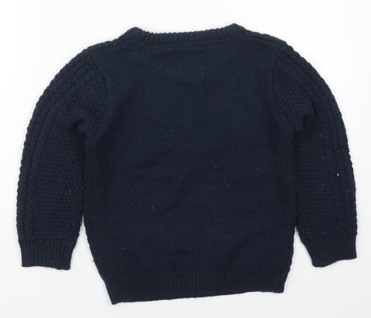 Primark Boys Blue Round Neck  Acrylic Pullover Jumper Size 6-7 Years  Pullover