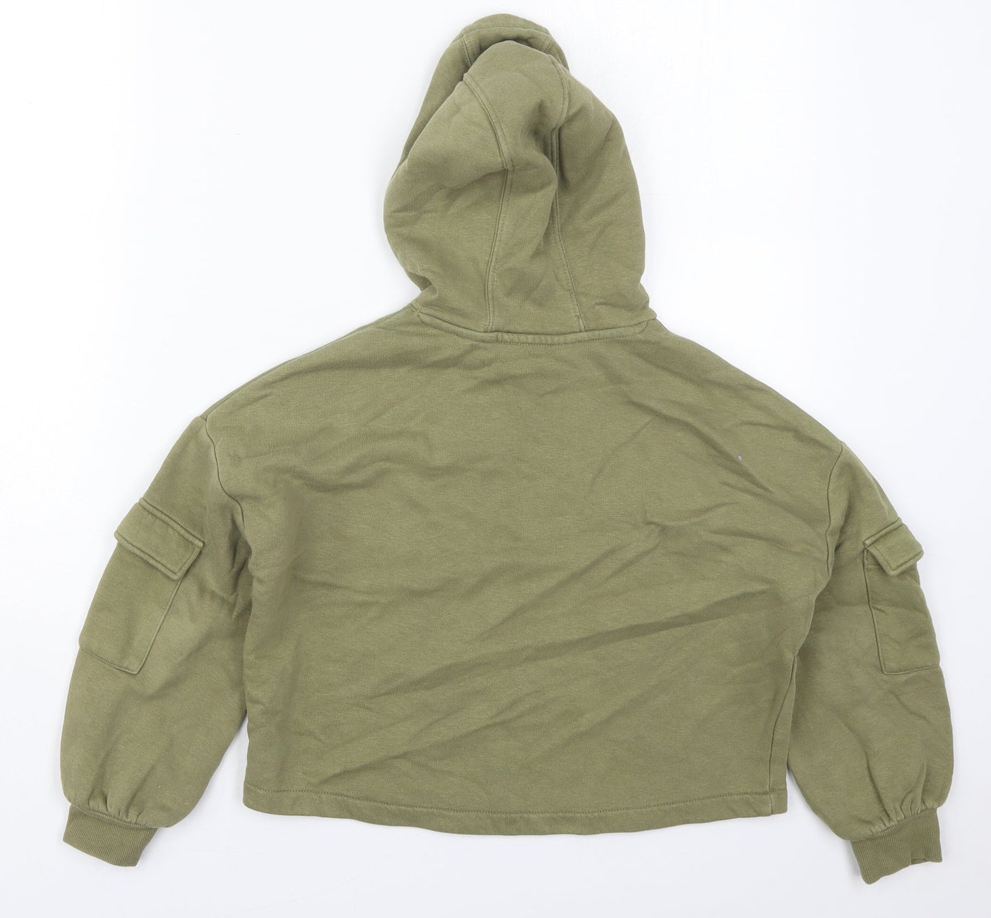 Marks and Spencer Girls Green  Cotton Pullover Hoodie Size 9-10 Years  Pullover