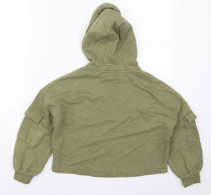 Marks and Spencer Girls Green  Cotton Pullover Hoodie Size 9-10 Years  Pullover