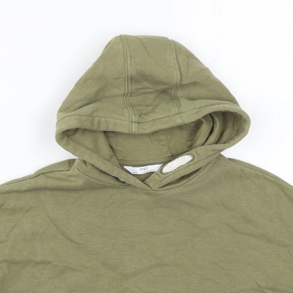 Marks and Spencer Girls Green  Cotton Pullover Hoodie Size 9-10 Years  Pullover