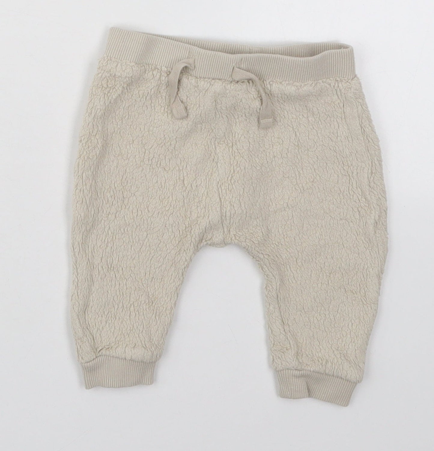 NEXT Baby Beige  Cotton Sweatpants Trousers Size 3-6 Months  Drawstring