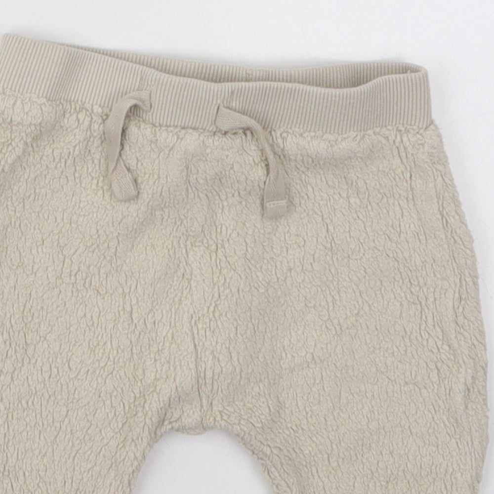 NEXT Baby Beige  Cotton Sweatpants Trousers Size 3-6 Months  Drawstring