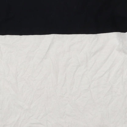 River Island Womens White Colourblock Cotton Basic T-Shirt Size 10 V-Neck - Black and White