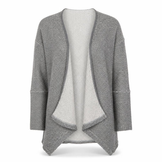 Front view of Pepe Jeans women’s grey v-neck cotton cardigan jumper, size S