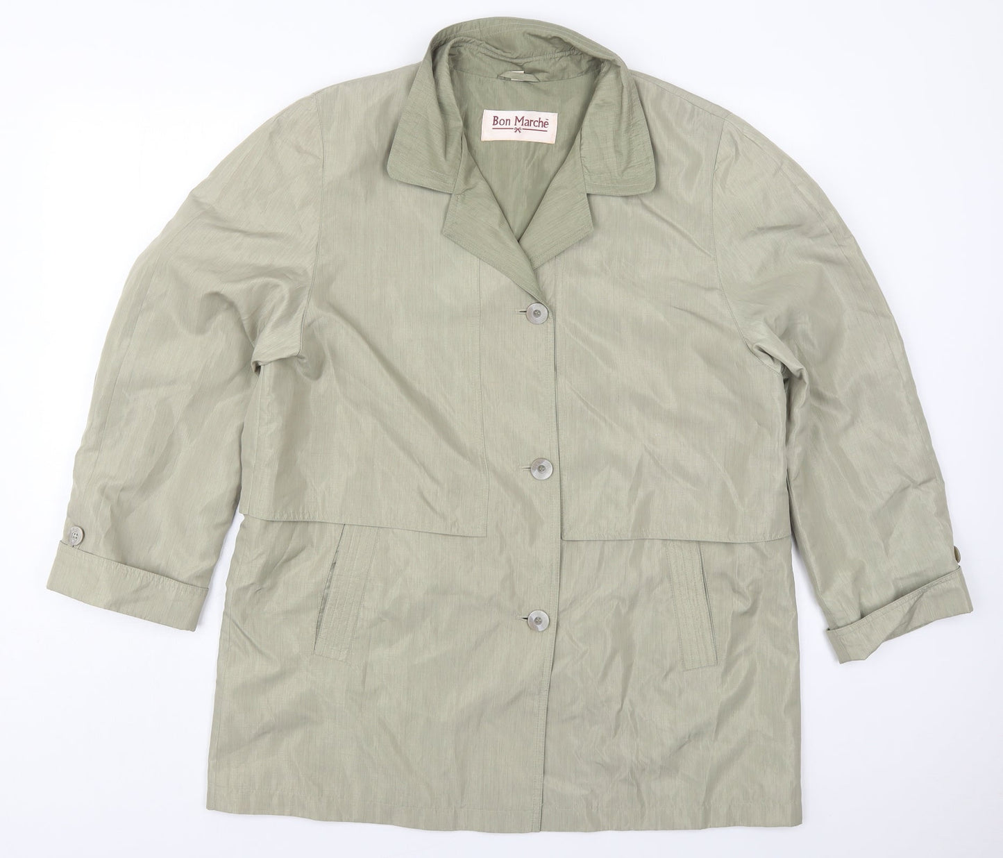 Womens UK Size 16 Bonmarché Green Overcoat