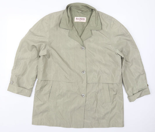 Womens UK Size 16 Bonmarché Green Overcoat