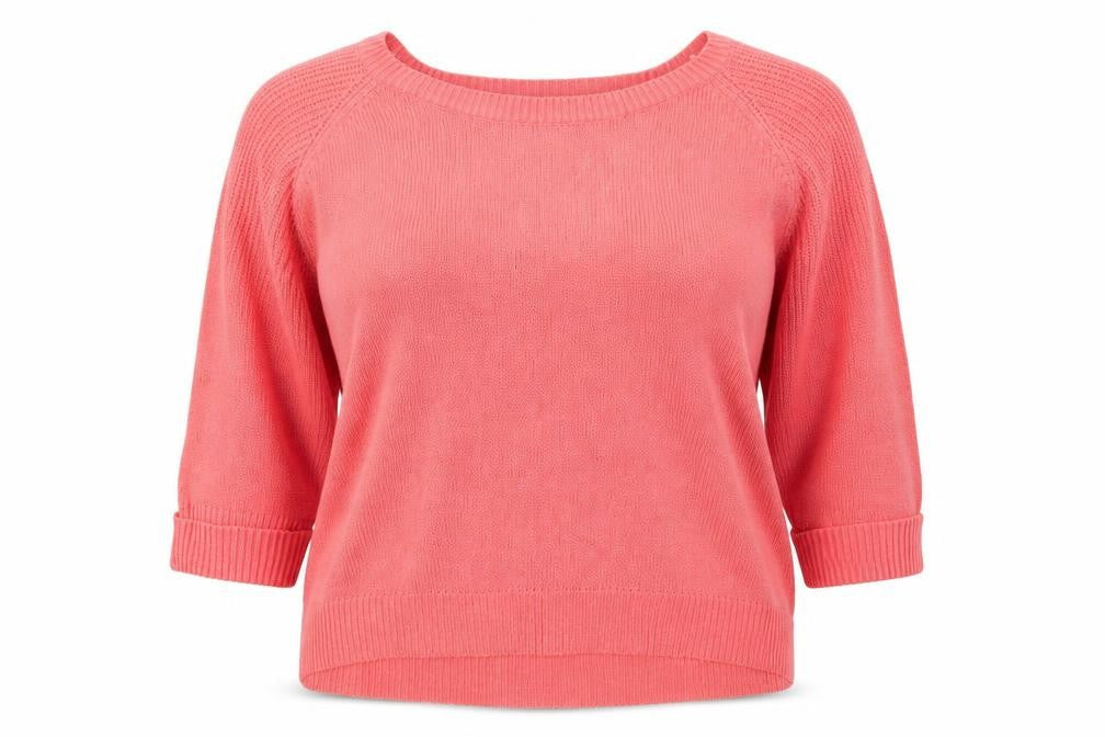 Front view of Originals women’s pink boat neck acrylic jumper, size XL
