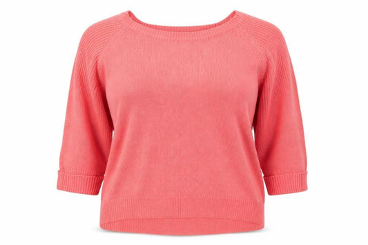 Front view of Originals women’s pink boat neck acrylic jumper, size XL