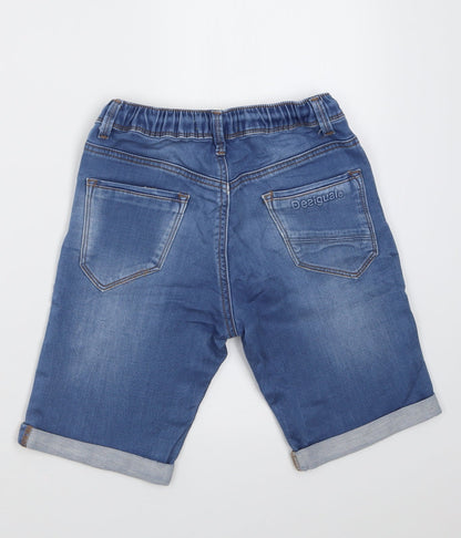 Desigual Boys Blue  Cotton Bermuda Shorts Size 7-8 Years  Regular Buckle