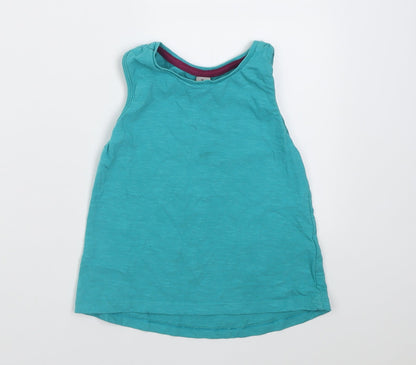 TU Girls Blue  Cotton Basic Tank Size 4-5 Years Crew Neck Pullover