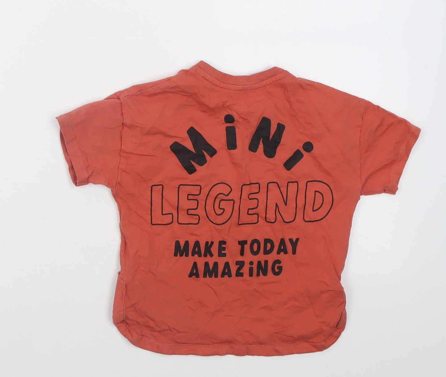 George Boys Orange  Cotton Basic T-Shirt Size 2-3 Years Crew Neck Pullover - mini dude