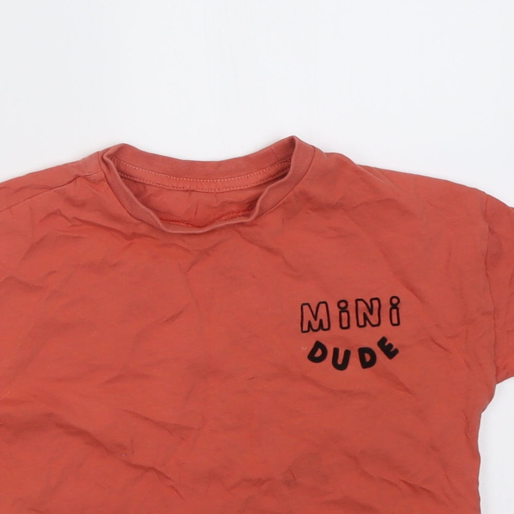 George Boys Orange  Cotton Basic T-Shirt Size 2-3 Years Crew Neck Pullover - mini dude