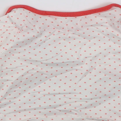 TU Girls White Polka Dot Cotton Basic Casual Size Newborn Crew Neck Pullover - owl keep you warm