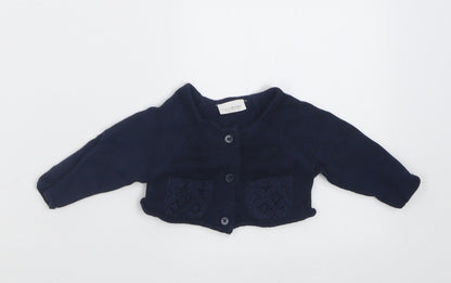 NEXT Girls Blue  Cotton Cardigan Jumper One Size  Button - Up to 1 month