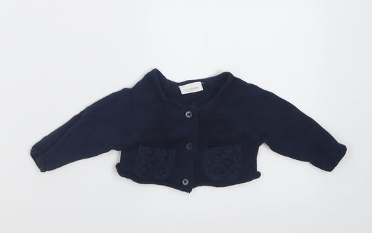 NEXT Girls Blue  Cotton Cardigan Jumper One Size  Button - Up to 1 month