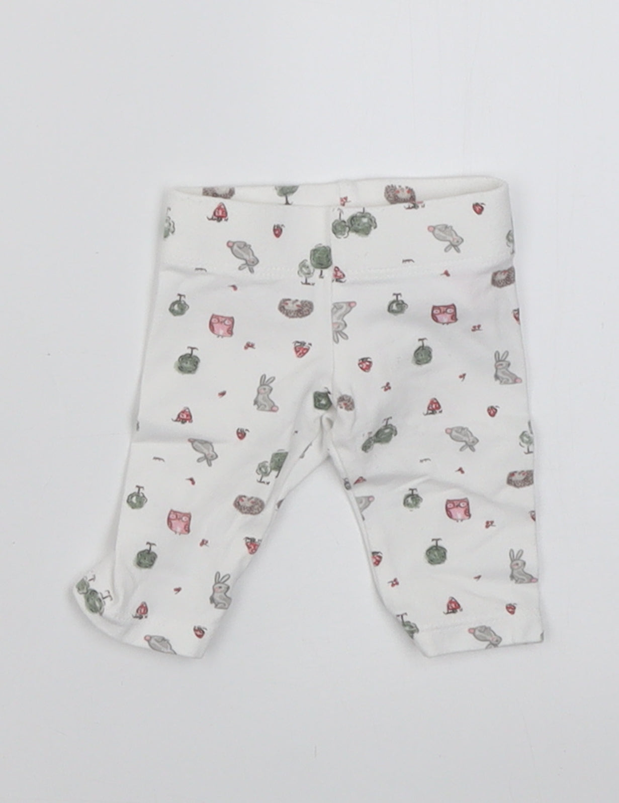 F&F Girls White Geometric Cotton Cropped Trousers Size Newborn  Pullover