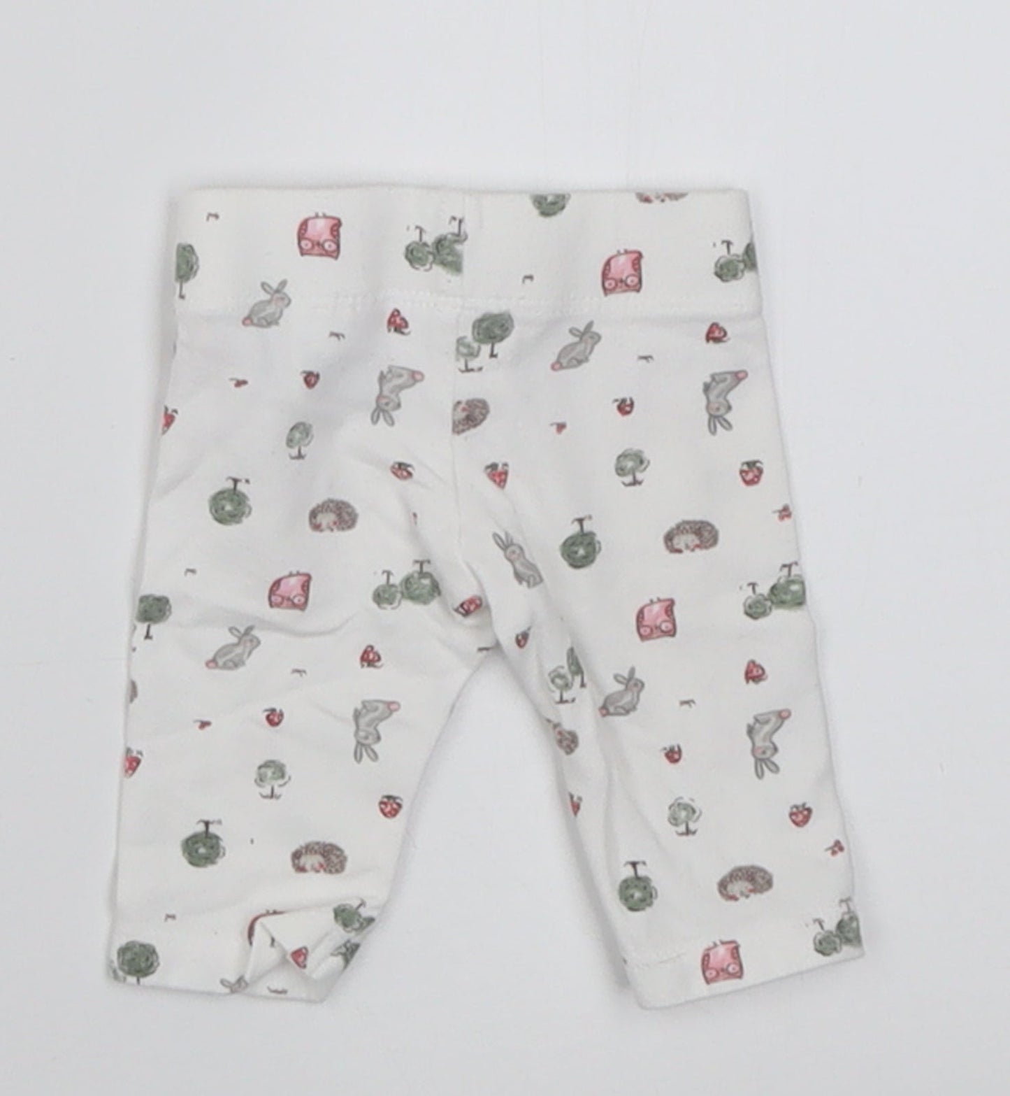 F&F Girls White Geometric Cotton Cropped Trousers Size Newborn  Pullover