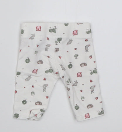 F&F Girls White Geometric Cotton Cropped Trousers Size Newborn  Pullover