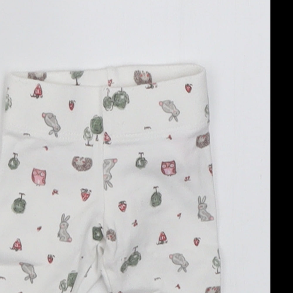 F&F Girls White Geometric Cotton Cropped Trousers Size Newborn  Pullover