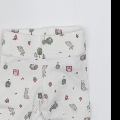 F&F Girls White Geometric Cotton Cropped Trousers Size Newborn  Pullover