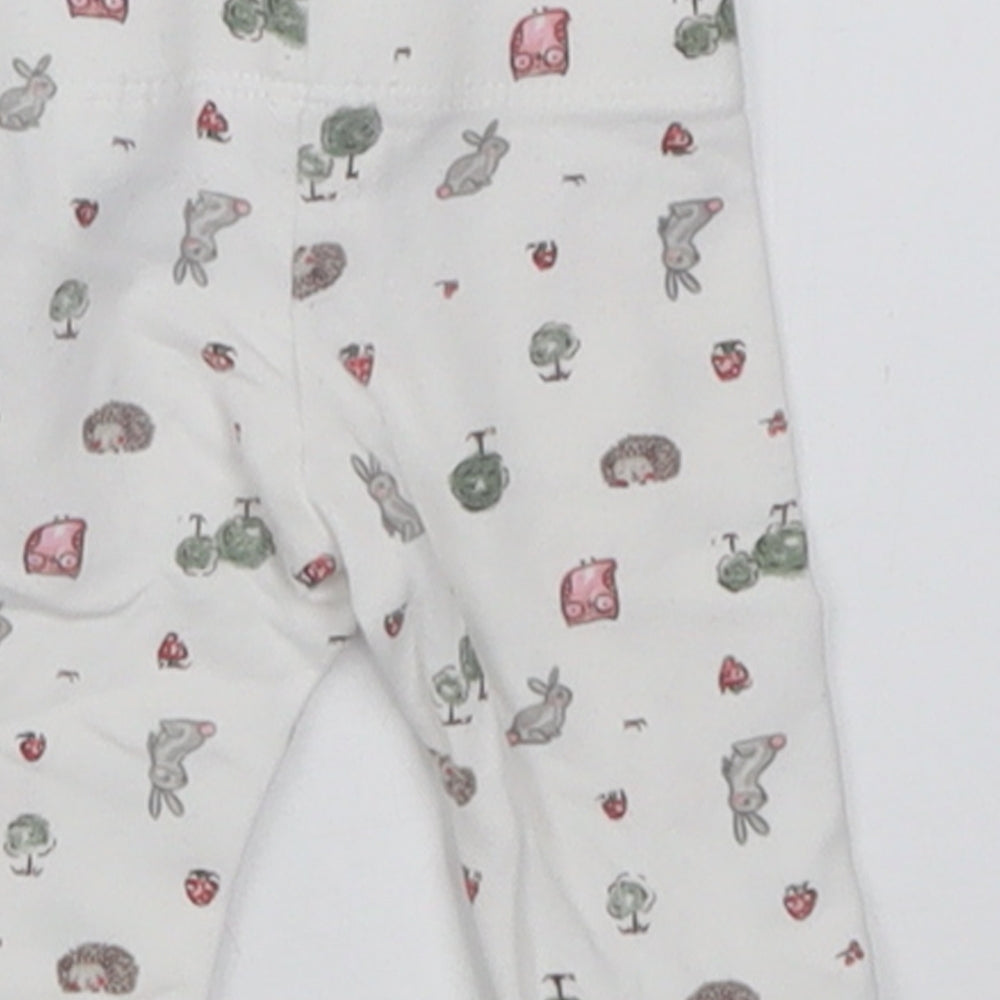 F&F Girls White Geometric Cotton Cropped Trousers Size Newborn  Pullover